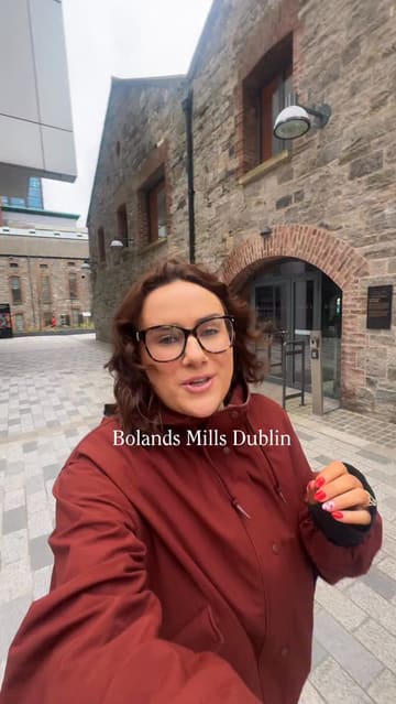 A vlog-style tour of Bolands Mills in Dublin, showcasing a variety of businesses including a Pilates studio, coffee shop, sauna, hair salon, and bar.