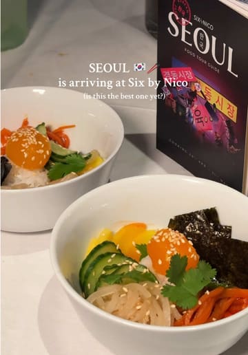 A preview of the 'Seoul' themed tasting menu at Six by Nico, featuring shots of the venue, the chefs preparing dishes, and the creators trying the food. The video highlights the research and inspiration behind the menu.