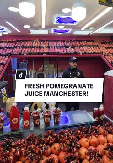 A short, punchy review of Pomegranate Flower Juice on Wilmslow Road in Manchester, highlighting the 24-hour availability and the freshness of the product.