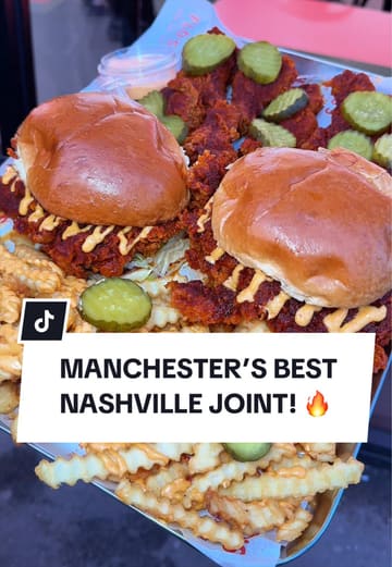 A fast-paced food review showcasing the menu and pricing at Flo's Chicken in Manchester, highlighting their Nashville-style chicken, burgers, and peri-peri options.