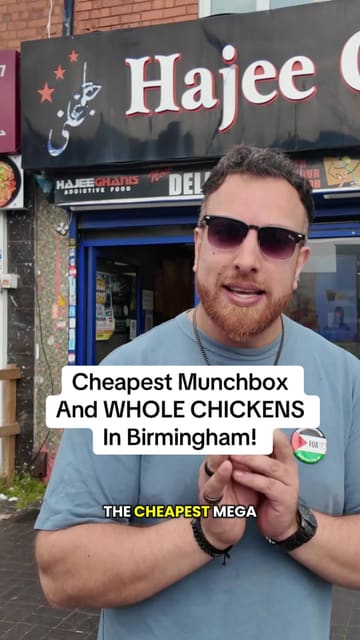 A food reviewer visits a takeaway spot in Birmingham to review their affordable munchbox and steamed chicken, highlighting the value and flavour.
