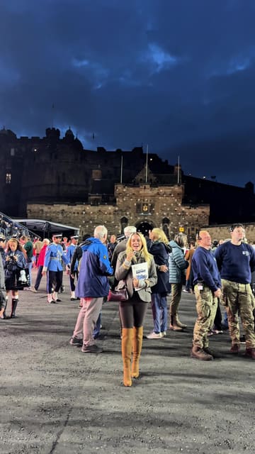 A creator celebrates reaching 750,000 followers by attending the Edinburgh Tattoo at Edinburgh Castle, featuring highlights of the military bands, pipe performances, and fireworks.