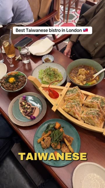 A couple visits a Taiwanese bistro in London, showcasing a variety of dishes including beef noodles, popcorn chicken, and lobster fried toast. The video features a voiceover review and highlights the restaurant's authentic and modern approach to Taiwanese cuisine.