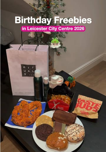 The creator visits ten different venues in Leicester City Centre to demonstrate how to claim birthday freebies, providing a quick guide on what to expect at each location.