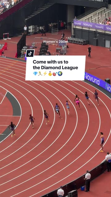 A vlog-style video documenting a visit to the London Diamond League athletics event at the London Stadium, featuring clips of various races and a world record attempt.