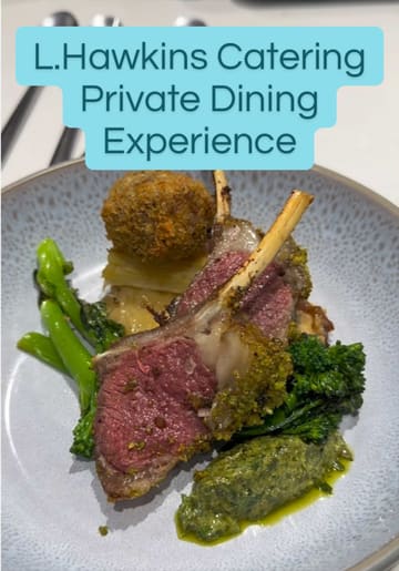 A review of a private fine dining catering service where a chef prepares a four-course meal in the client's home. The video covers the cooking process, plating, the dining experience, and the cleanup service provided.
