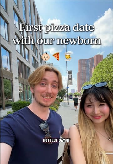 A couple with a newborn visits Pizza Punks in Leeds to enjoy a pizza date, highlighting the restaurant's 'unlimited toppings' concept.