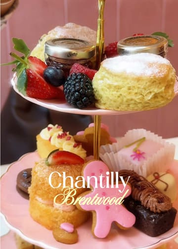 A vlog-style review of Chantilly Brentwood, a tea room in Essex. The video features the creator visiting the venue, highlighting the aesthetic decor, the afternoon tea service, and even the bathroom facilities.