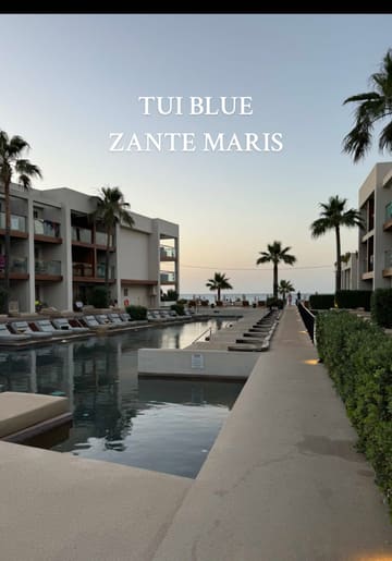 A fast-paced travel montage showcasing a resort in Zakynthos, Greece, featuring clips of the pool, beach, sea caves, cocktails, and local food.