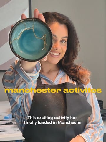 The video features a creator attending a Kintsugi pottery workshop in Manchester. It walks the viewer through the process of breaking a bowl, gluing it back together with gold dust, and the philosophy behind the art form. The creator highlights the therapeutic nature of the activity and the helpfulness of the host.