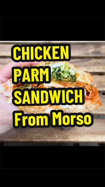 A short, energetic video showcasing a sandwich shop called Morso in Dublin. It features shots of the exterior, the menu board, the interior, and a close-up of a chicken parm sandwich being held and pulled apart.