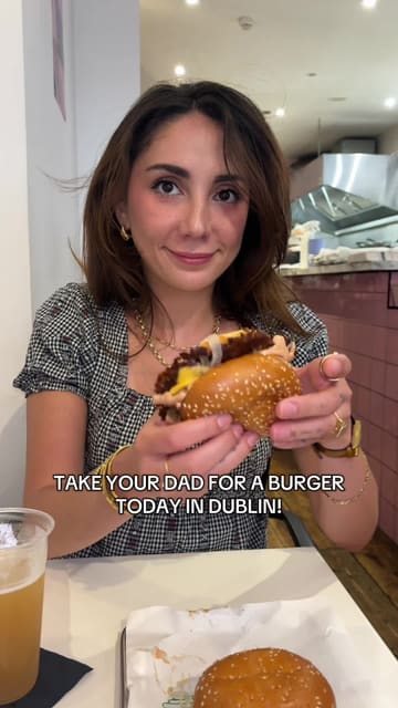 A creator reviews a special burger event at Dash Burger in Dublin, discussing the unique sauces and recommending it as a casual spot to take a parent.
