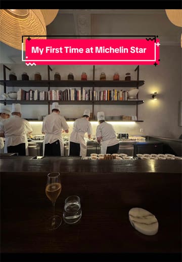 A couple documents their 13-course tasting menu experience at a Michelin-star restaurant in Dublin, highlighting the food, the chef's table seating, and the overall dining experience.
