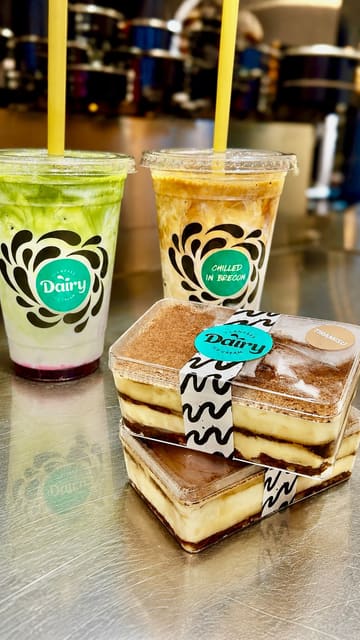 A short, snappy promotional video showcasing the preparation of iced drinks and a tiramisu dessert at Llanfaes Dairy.