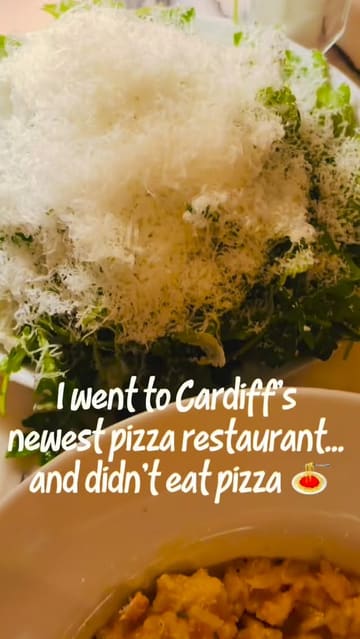 A short, informative reel showcasing the interior and menu of the newly opened Bosco in Cardiff, specifically highlighting the gluten-free options available for those who cannot eat the main pizza menu.