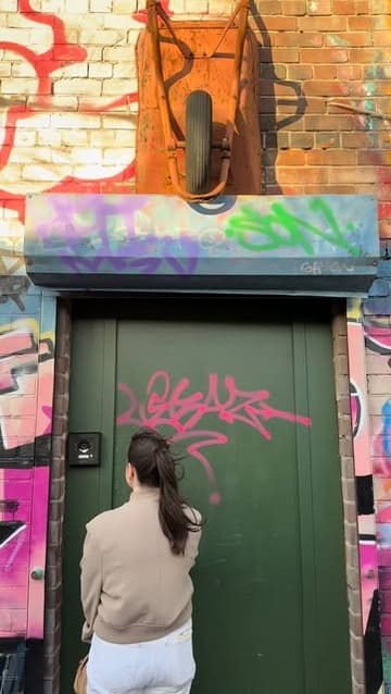 A short video showcasing Little Hardware, a hidden, tool-themed speakeasy in Liverpool. The video follows a person entering the venue through a graffiti-covered door and a narrow hallway, revealing the interior, the cocktail menu, and several drinks.
