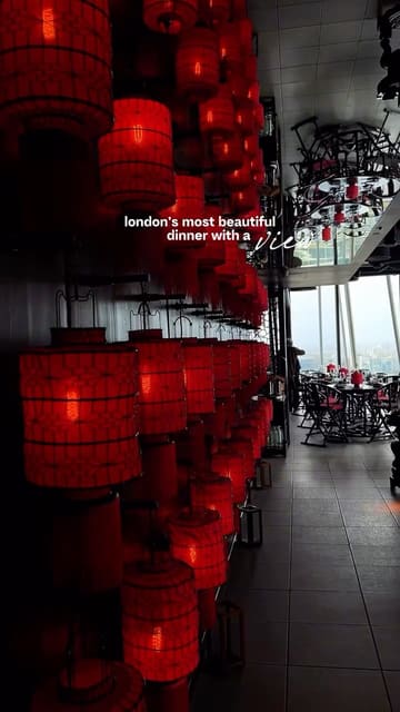 A high-quality promotional video for Hutong at The Shard, showcasing the restaurant's panoramic London views, elegant interior design, and sophisticated Chinese cuisine. The video features a mix of cinematic shots of the food, the dining space, and the creator enjoying the experience, including a visit to the venue's wishing tree.