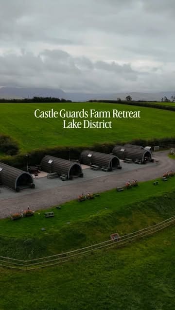 A family travel reel showcasing a stay at Castle Guards Farm Retreat in the Lake District, featuring glamping pods, scenic landscapes, a hot tub, and cozy family activities.