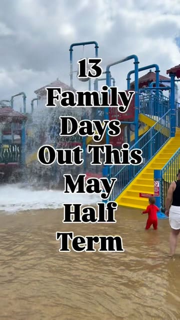 A fast-paced listicle video showcasing 13 family-friendly attractions in and around Yorkshire for the May half-term, featuring a variety of activities like farm parks, theme parks, and historical sites.