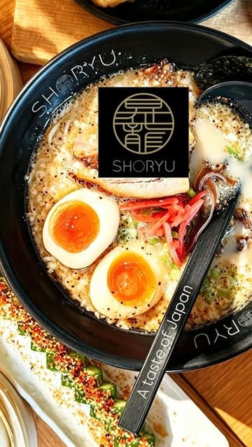 A family visits a Shoryu Ramen restaurant, showcasing the food and the experience as a 'Japan fix' while their relative is traveling in Japan.