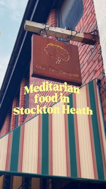 A montage video showcasing the Olive Tree Brasserie in Stockton Heath, featuring various Mediterranean-inspired dishes, cocktails, and the restaurant's interior and exterior.