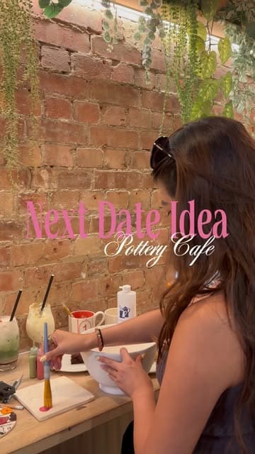 A short, aesthetic video showcasing a pottery painting cafe in Fulham, highlighting the creative activity, the cafe atmosphere, and the food and drink offerings.
