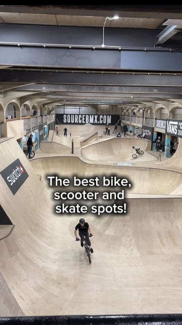 A montage video showcasing various skate parks and BMX tracks across Kent and East Sussex, aimed at parents looking for activities for their children. The video uses quick cuts to display different riding spots and includes a call-to-action for a list of locations.