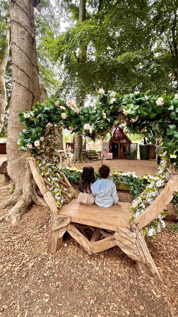 A montage of a family day out at Mother Shipton's Cave, showcasing the themed 'Summer in Oz' trail, the adventure playground, the museum, and the on-site coffee and ice cream facilities.