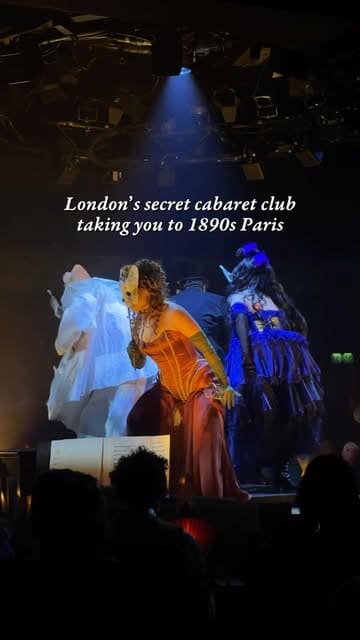 A promotional video for an immersive cabaret dining experience in London, featuring performances, cocktails, and dining in a 1890s Parisian-themed setting.