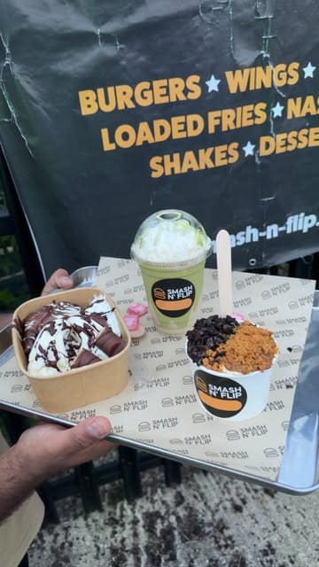 A short promotional video for a takeaway venue in Sheffield, showcasing their menu, including smash burgers, Nashville chicken, milkshakes, and desserts.