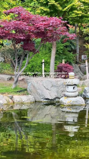 A montage of clips showcasing the Kyoto Garden in Holland Park, London, highlighting the waterfalls, koi pond, and Japanese-inspired landscaping.