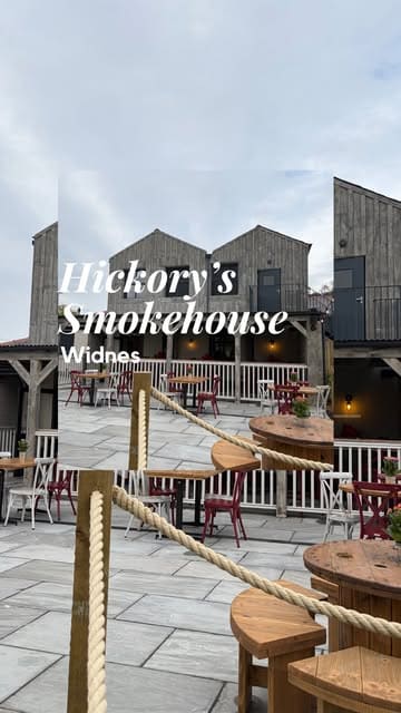 A fast-paced venue tour of Hickory's Smokehouse in Widnes, showcasing the family-friendly facilities including an outdoor play area, a movie room, and a sports lounge, alongside a look at the food and drink menu.