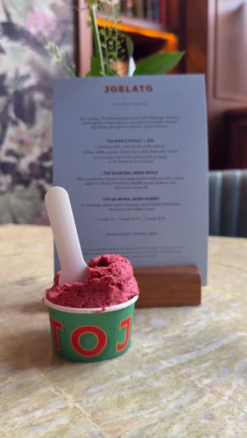 A promotional video showcasing a summer collaboration between The Balmoral hotel and Joelato, featuring signature cocktails and artisanal gelato served in an elegant brasserie setting.
