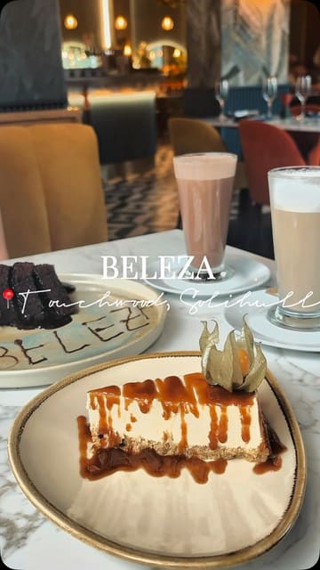 A promotional reel for Beleza Restaurant in Solihull, featuring a montage of the Brazilian Rodizio dining experience, including table-side meat carving, the salad bar, and dessert options.