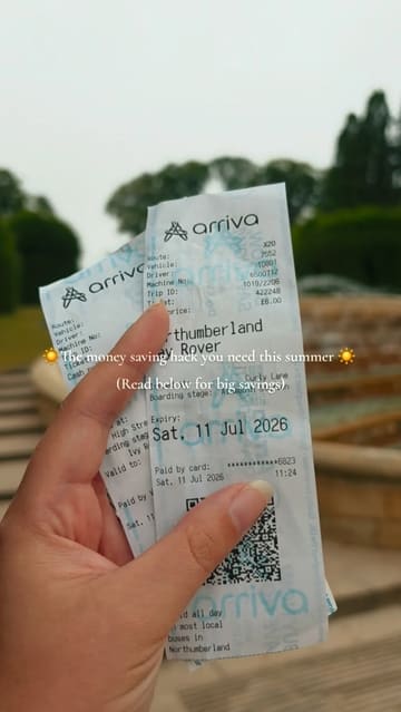 A family vlog demonstrating a money-saving travel hack using the bus to visit Alnwick Gardens, highlighting the ease of travel and discounts on entry for families.