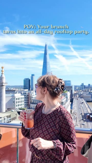 A promotional reel for Wagtail Rooftop Bar & Restaurant in London, showcasing the brunch menu, cocktail service, and rooftop atmosphere with panoramic city views.