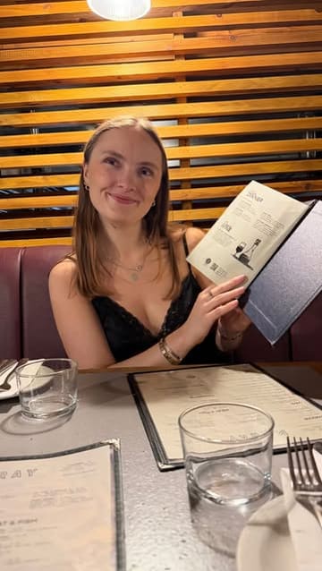A day-in-the-life style video featuring a foodie tour of Liverpool, visiting 'Ours' for brunch and 'Maray' for dinner, while demonstrating how to use the Shuffle rewards app to save money on the meals.