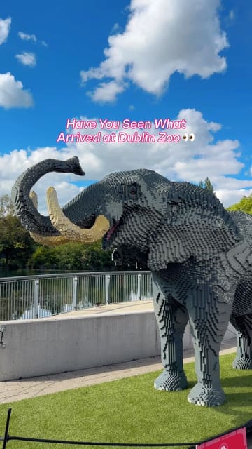 A promotional reel showcasing the 'Animal Bricktacular' event at Dublin Zoo, featuring various life-sized animal sculptures built from Lego bricks.