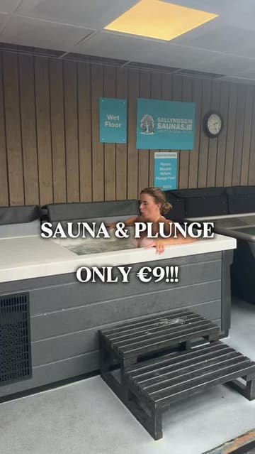A first-person vlog showcasing a sauna and ice bath experience at Sallynoggin Saunas, highlighting the affordability of the visit and the facilities available.