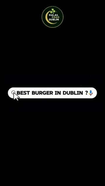A promotional video for a 'Halal Food Dublin' burger tournament, featuring a montage of various burgers to announce the final round of voting.