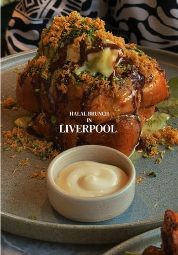 A short, aesthetic montage of brunch dishes and drinks served at Maison Cafe in Liverpool, featuring items like a full breakfast, pastries, and iced coffees.