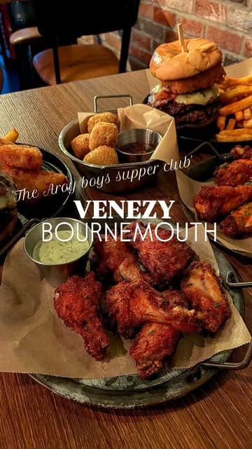 Two men visit Venezy in Bournemouth to review their burgers and wings as part of a new 'supper club' series, offering an authentic and casual perspective on the dining experience.