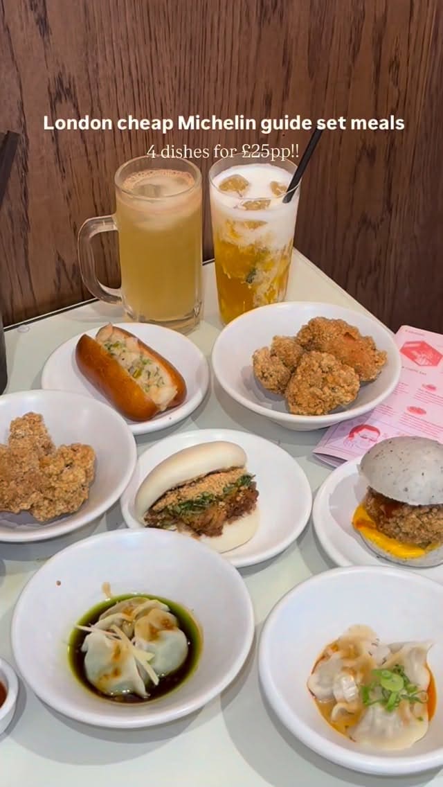A fast-paced review of a set menu at a Taiwanese restaurant in London, featuring close-ups of various dishes like bao, dumplings, and rice bowls, alongside shots of the venue interior and exterior.