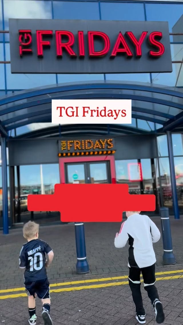 A family-focused vlog documenting a visit to TGI Fridays, highlighting the 'Everyday Trio' meal deal and the kid-friendly environment. The video features shots of the menu, the children engaging with activity sheets, and various dishes being enjoyed by the family.